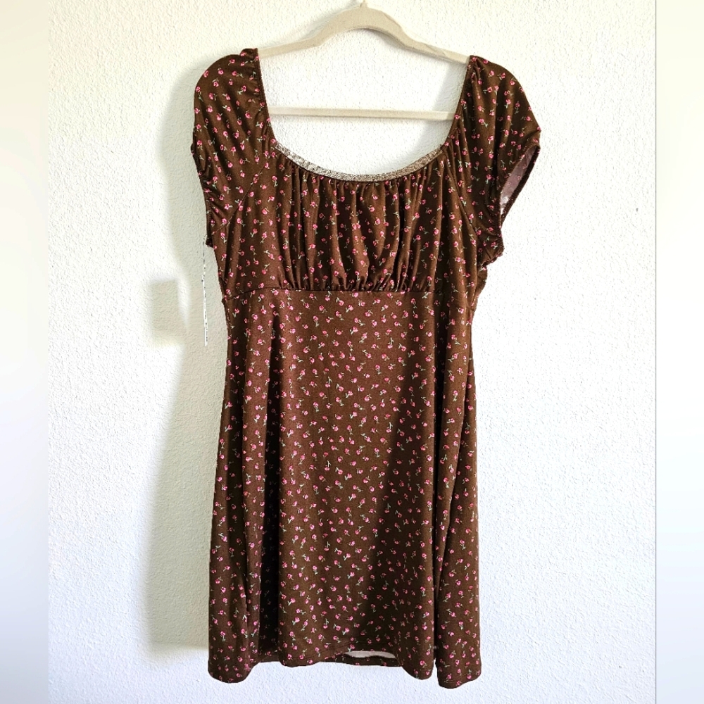Brown Floral Women's Dress